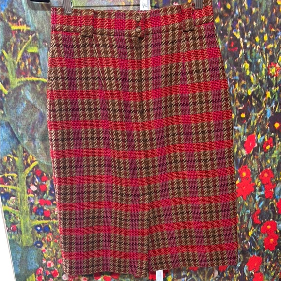 Vintage Mondi Plaid Skirt, Wool/Cotton Blend, Like New, EU 38, Size 6 - Picture 4 of 7